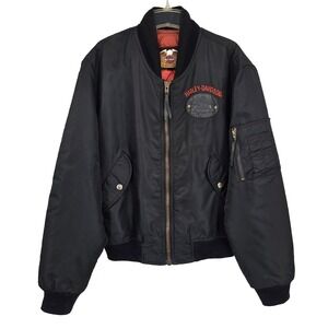 Vtg Harley Davidson Harley Owners Group HOG Satin Bomber Jacket Large USA Made